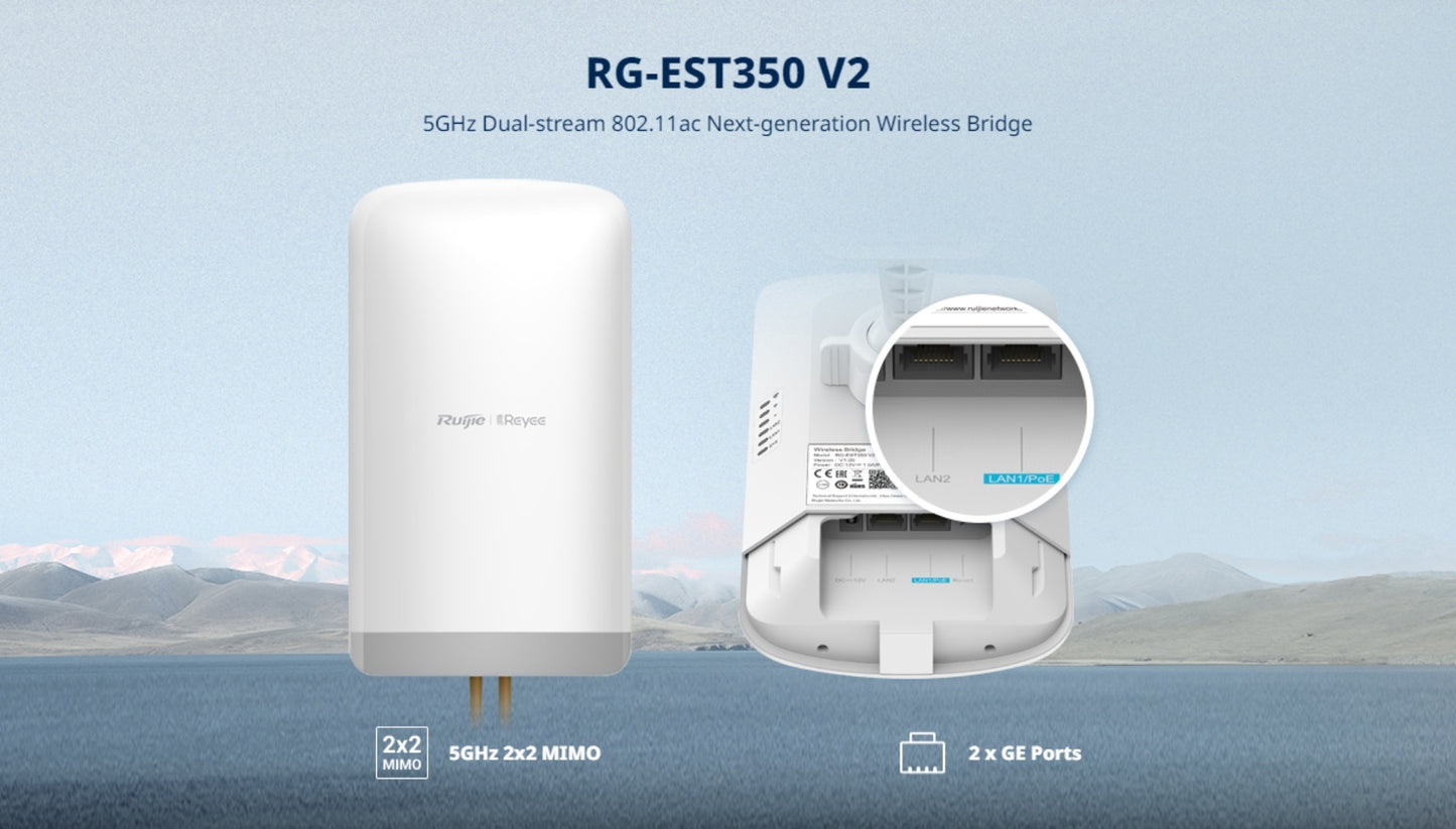 Ruijie Reyee RG-EST350 (V2) 5GHz 15dBi Point-to-Point Wireless Bridge (Pre-Paired Pack)
