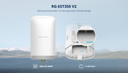 Ruijie Reyee RG-EST350 (V2) 5GHz 15dBi Point-to-Point Wireless Bridge (Pre-Paired Pack)